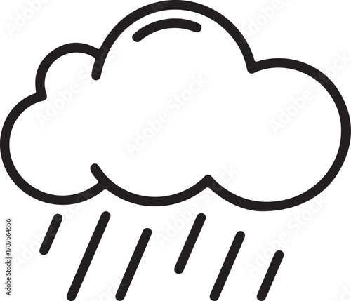 Simple outline cloud raining weather icon