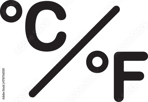 Celsius and fahrenheit temperature scale comparison symbol