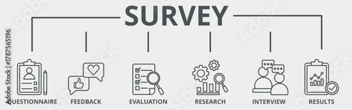 Survey banner web icon vector illustration concept