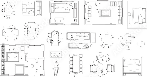 Architectural Floor Plan Set - Room Layout Designs for Interior Design, Real Estate and Construction Mockups