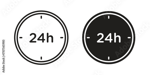 24 hours icon for web design, mobile apps