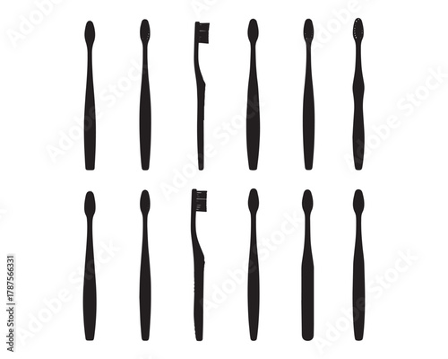 Toothbrush Silhouettes Dental Hygiene Health Personal Care Routine Clean