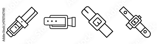 Fashion accessory belts line icons set. outline vector collection