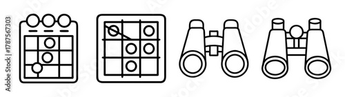 Planning, strategy, and observation outline icons for web design