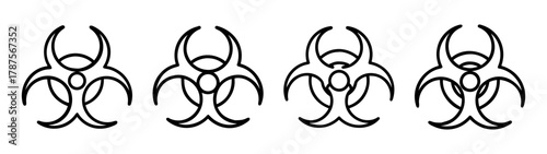 Biohazard warning symbols set of four, for safety and danger