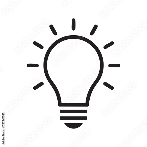 Light Bulb Line Icon Vector. Idea, Creativity, and Innovation Symbol. Simple Outline Graphic for Electricity and Energy Concepts.