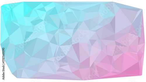 A modern abstract background featuring a low-poly, crystallized texture that blends in a soft gradient from bright cyan to gentle pink
