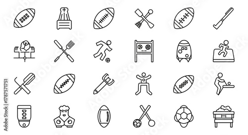 Dynamic collection of sport and recreation icons offering versatile design elements for active lifestyles and entertainment themes