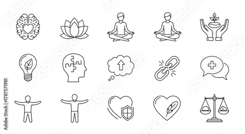 Inspiring modern icons symbolizing mental wellness growth connection health and balance for your next project