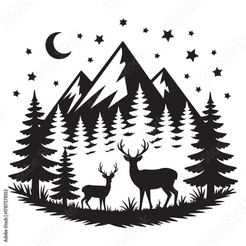 Christmas Scene svg, Reindeer svg, Winter Scene svg, Christmas svg, Pine Tree svg, Christmas SVG Files For Cricut..eps
