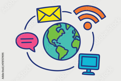 Global communication and internet concept vector