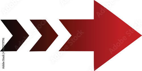 Modern red gradient arrow symbol pointing right, representing progress, direction, and forward movement in business or technology. Sleek vector design ideal for web, app, or  use. Perfect i