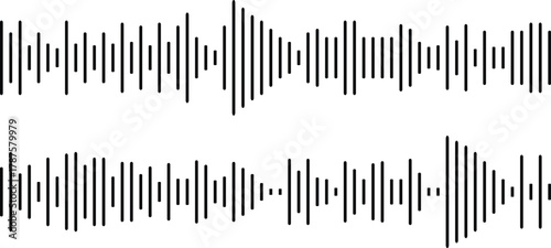 Minimalist audio waveform illustration shows clean sound bars. Modern abstract rhythm pattern enhances visual impact. Perfect for music, podcast, and digital media themes.