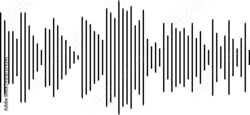 Bold abstract audio waveform creates a dynamic rhythmic visual. Clean linear sound bars form a modern digital pattern. Perfect for music, podcast, and multimedia design projects.