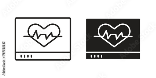 Heart rate monitor icon for web design, mobile apps