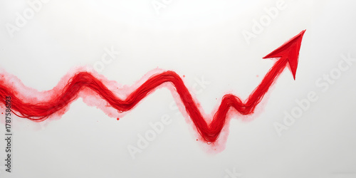 red arrow up line hand drawn