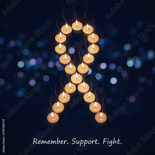 Candlelit Awareness Ribbon for Remembrance and Support