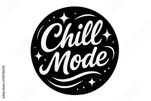 Chill Mode Lettering. “Chill Mode”. modern hand lettering, smooth curves, balanced composition, clear readable
