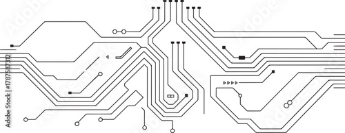 Thin line circuit pattern background – minimal electronic PCB vector design