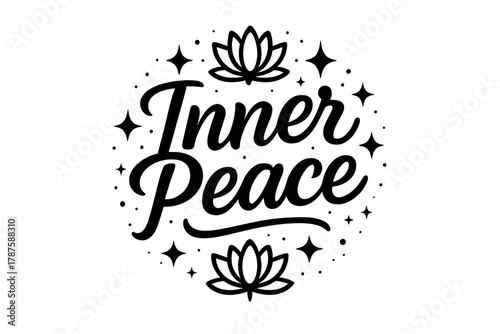 Inner Peace Art. “Inner Peace”. modern hand lettering, smooth curves, balanced composition, clear readable