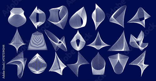 Technology blend line wireframe logo design bundle