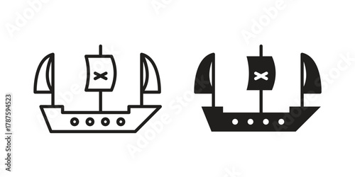 Pirate ship icon for web design, mobile apps