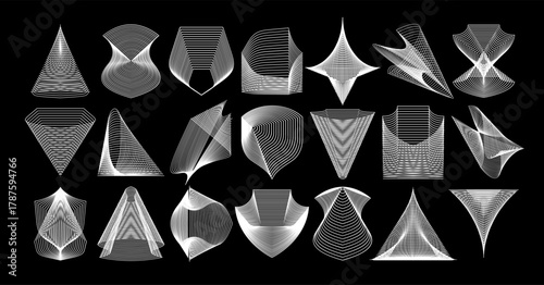 Technology stripe line structure abstract logo set