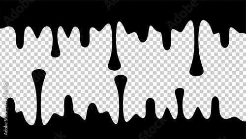 Wavy black ink illustration. Black ink drip illustration. Abstract black ink drip on transparent background. Black ink splash illustration. Stylish dripping ink effect illustration.