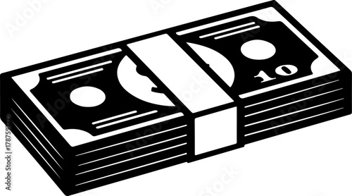 A stack of cash money silhouette vector illustration