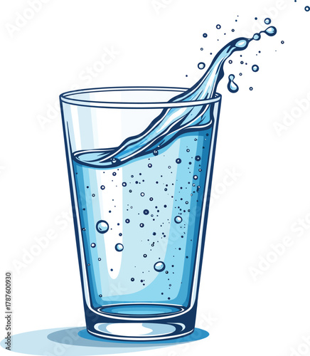 Refreshing Water Glass Illustration A Splash of Hydration and Purity