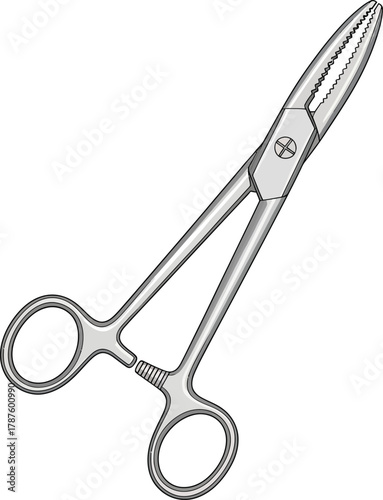 Kelly forceps illustration a surgical instrument with interlocking handles vector isolated on white background