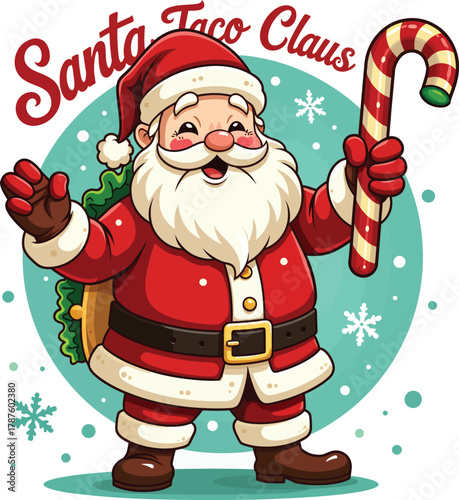 Santa Taco Claus Cartoon Character Illustration for Holiday Cheer