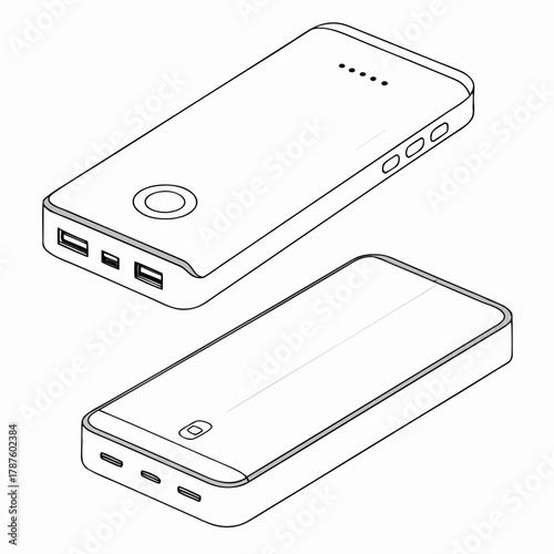 Isometric view of a power bank