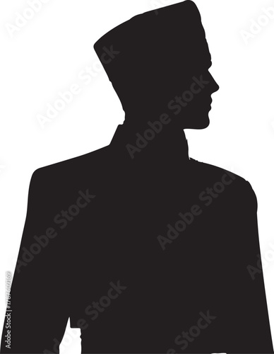 Silhouette of a man in 1800s Turkish fashion, wearing a traditional hat and outfit, likely a high-ranking official.
