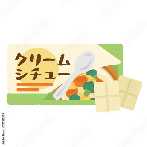 クリームシチューの箱とルウ　イラスト
