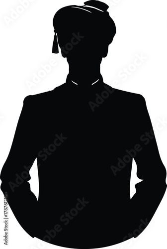 Silhouette of a male figure in 1800s Turkish attire, representing historical fashion from Turkey during that period.