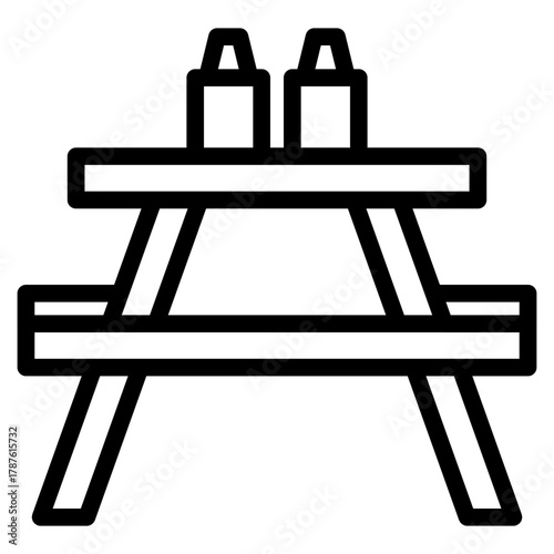 Bench food and seat picnic icon