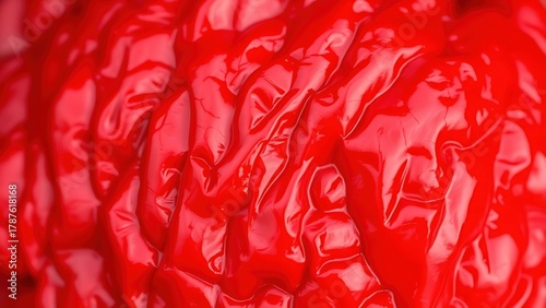  Close-up of deep red wrinkled chili texture showing rich color variations and organic details.