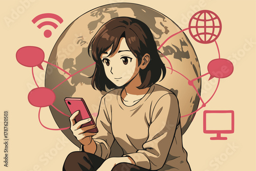 Global communication and internet concept vector