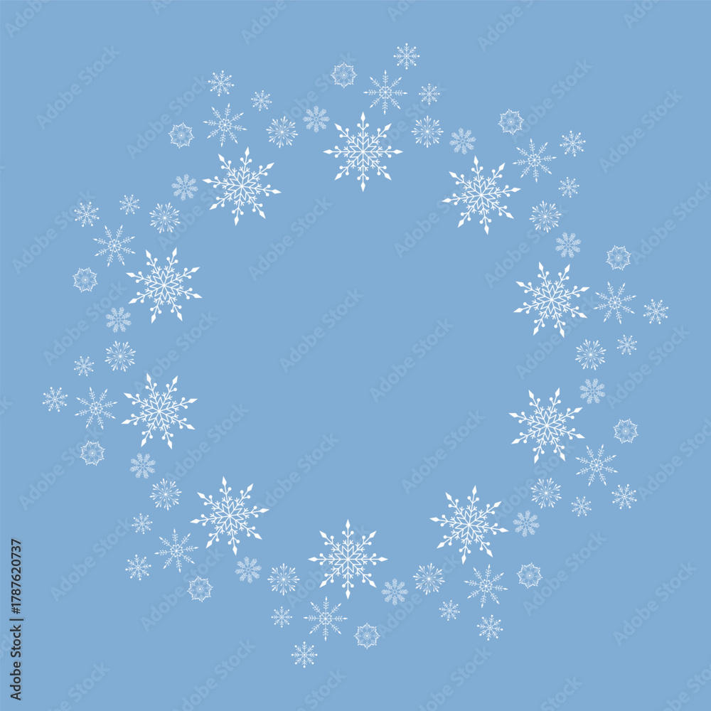 Fototapeta premium Snowflakes wreath on the Theme of Christmas and New Year