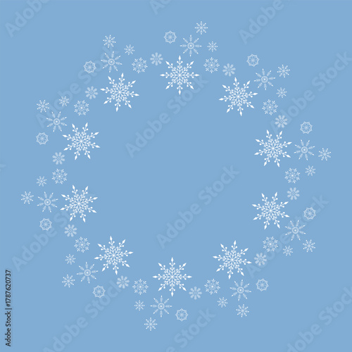 Snowflakes wreath on the Theme of Christmas and New Year