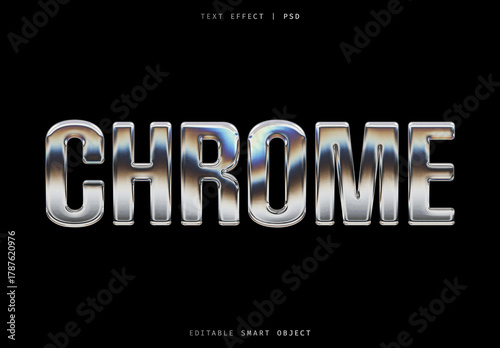 Iridescent High-Gloss Chrome Text Effect