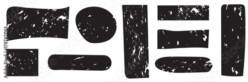 Hand drawn paint box, circle border label, pastel text frame in rough chalk brush texture. Doodle brush crayon shape  frame set.  vector banners borders templates.