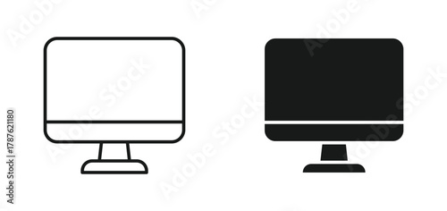 Computer monitor icon , Represents a digital interface, online work, or computing. vector illustration .