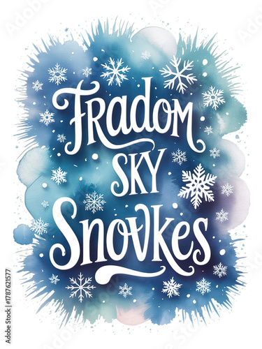 Whimsical winter holiday design with snowflakes and hand lettering for seasonal invitations and greetings