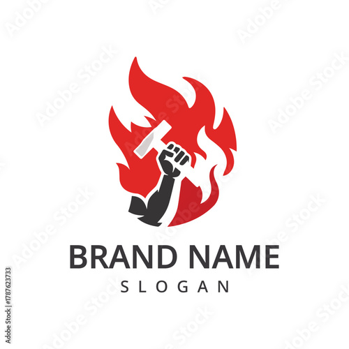 Blacksmith Logo Design Template Isolated on white background