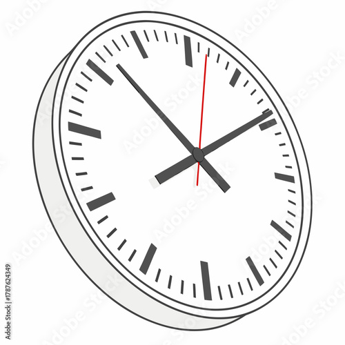 Classic white wall clock with black hands