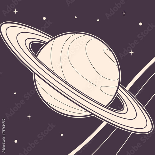Illustration of saturn with rings in a cosmic space