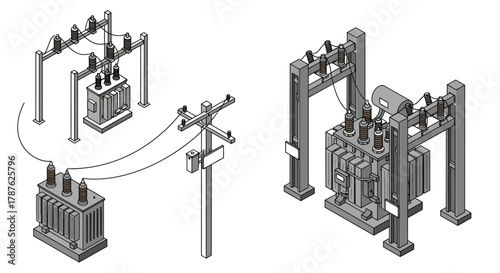 Electrical power distribution transformer substation equipment