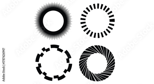 Abstract circle shapes black and white design vector illustration